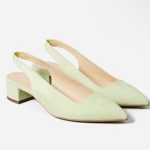 NIB Everlane The Editor Slingback in Spearmint Suede Size 7.5
